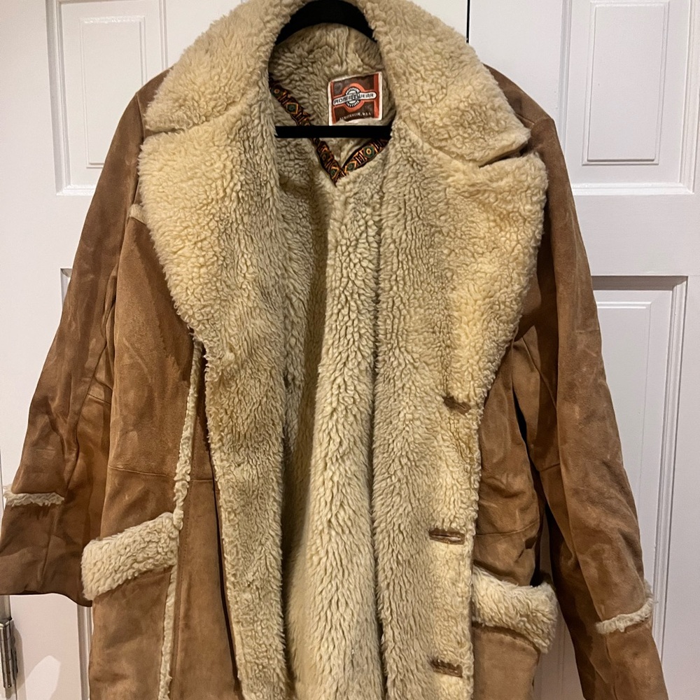 Genuine Leather & Shearling Coat Size 42 Gently Worn